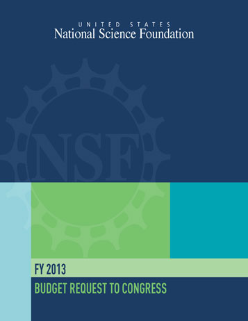 NSF FY 2013 Budget Request to Congress cover