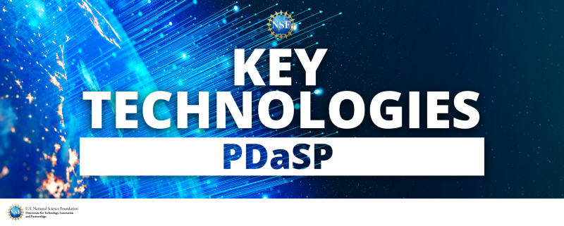 blue background banner for key technologies PDaSP