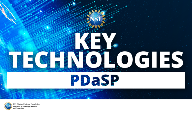 blue background banner for key technologies PDaSP